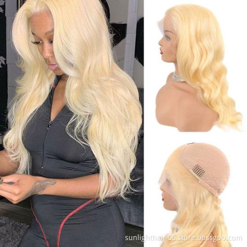 Populared Real human hair 13x6 HD lace frontal wig Blonde highlight color Pre Plucked high quality lowest wholesale prce